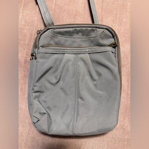 Travelon Anti-Theft Classic Crossbody Bag - Grey with Orange Lining